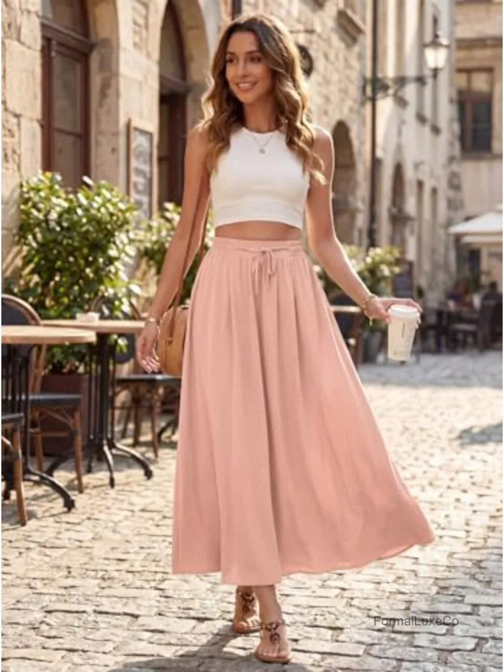 Satin High Waisted A Line Maxi Skirt Elegant Long Summer